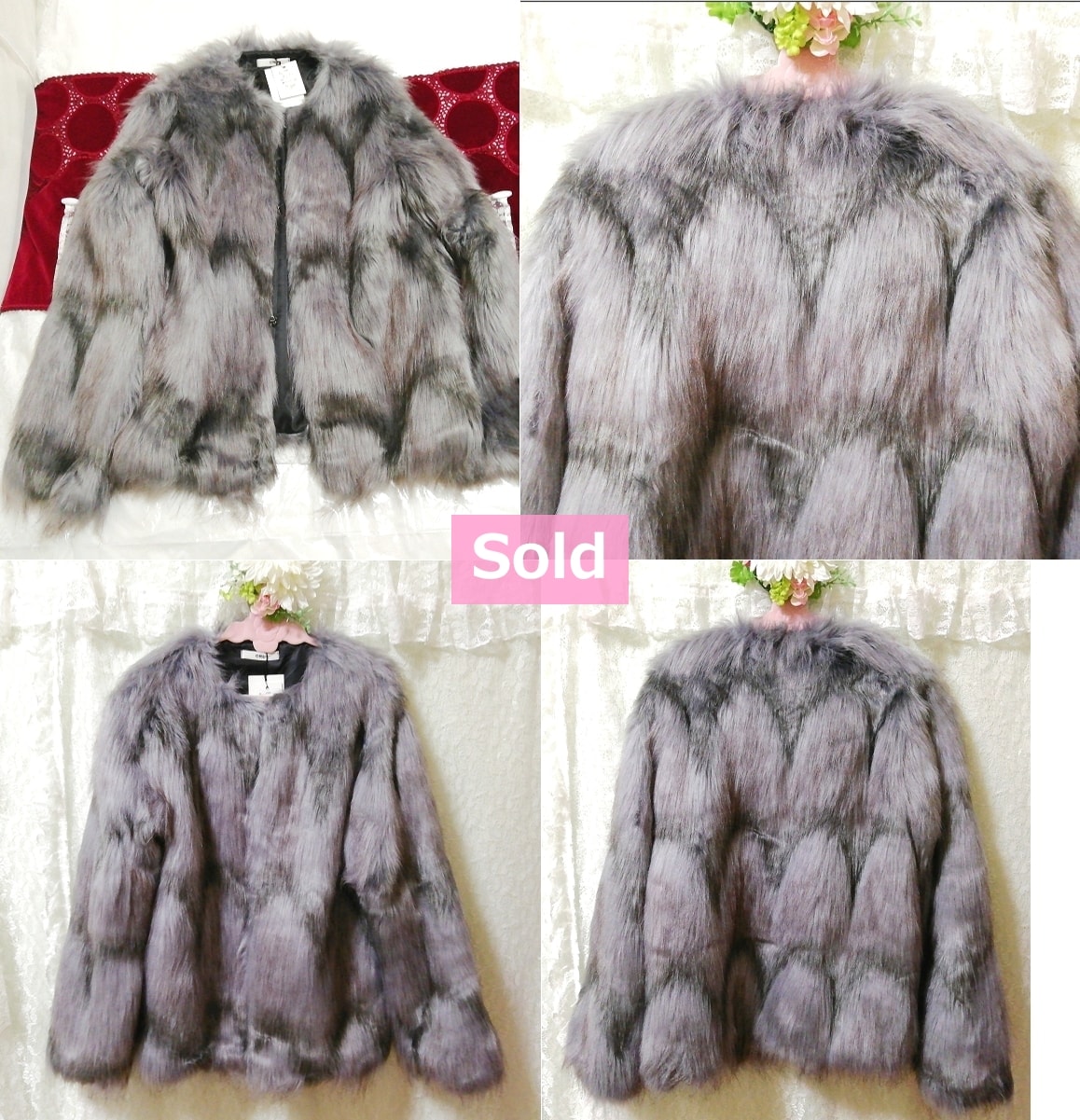 灰色グレーふわふわファーコートタグ付 Gray fluffy fur coat, コート&コート一般&Mサイズ