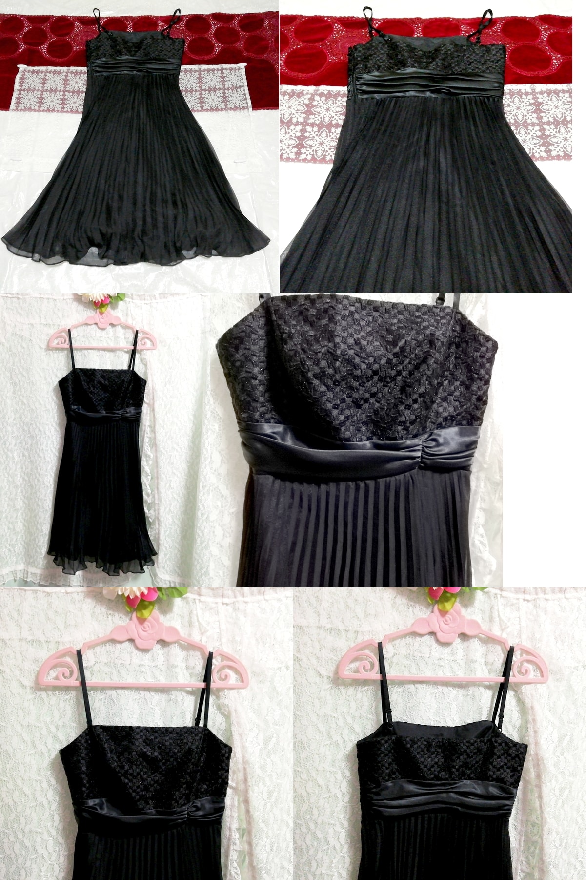 Schwarzes Camisole-Kleid, Chiffon-Negligé-Nachthemdkleid, formell, Farbe Kleid, Schwarz