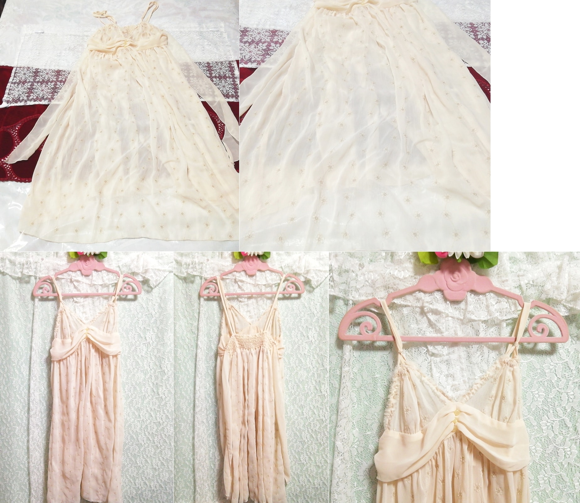 Camisón tipo camisón de gasa transparente con bordado de flores de lino, moda, moda para damas, camisola