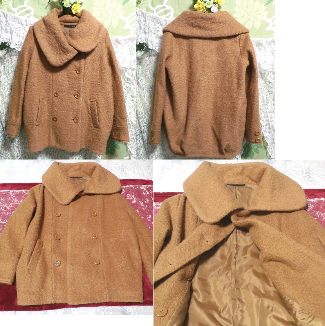 Capa de abrigo mullida cálida femenina marrón, abrigo, abrigo en general, talla m