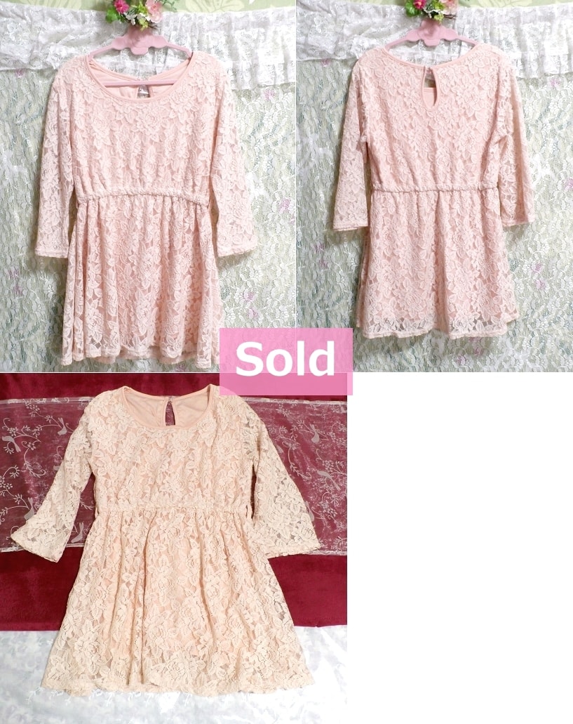 CLUDIA-BIT ピンクレースチュニックワンピース/トップス CLUDIA-BIT pink lace tunic onepiece/tops