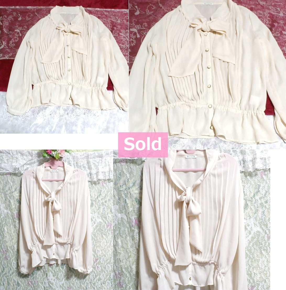 白フローラルホワイトシースルーシフォンブラウス/トップス White floral pattern see through chiffon blouse/tops