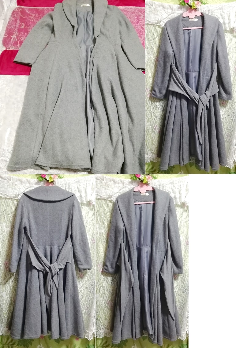 Abrigo cárdigan largo gris ceniza capa haori, abrigo, abrigo en general, talla m