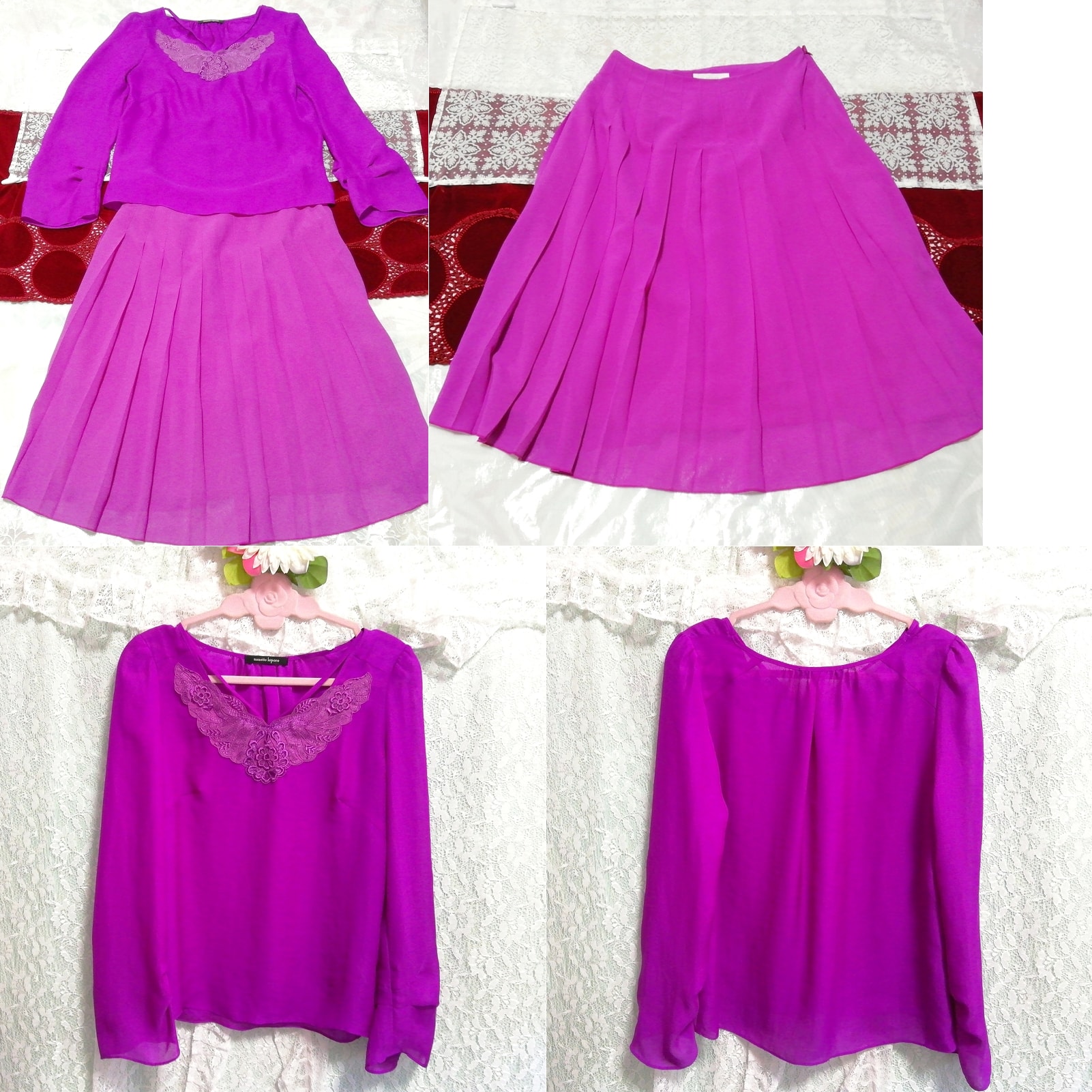 Tunique en mousseline de soie violette, chemise de nuit déshabillée, jupe en mousseline de soie 2P, mode, mode féminine, vêtement de nuit, pyjamas