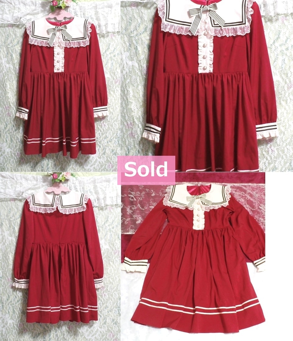 Red gothic lolita cosplay girls tunic onepiece / tops