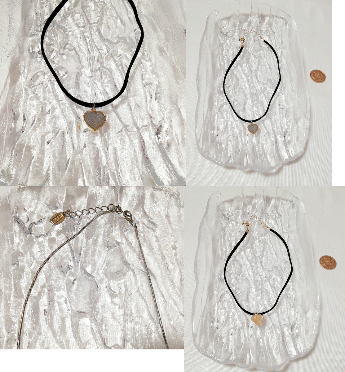 Ein Punkt Herz grau schwarz Halskette Kragen Halsband Schmuck Amulett, Damenaccessoires, Halskette, Anhänger, Andere