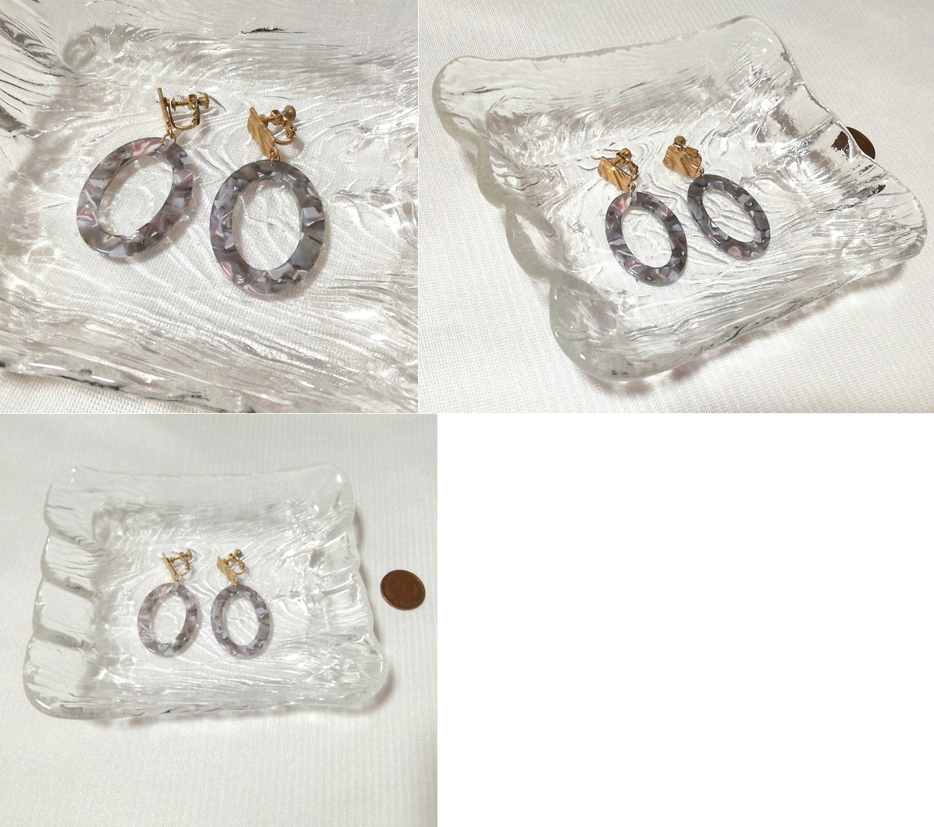 Pendientes de anillo redondo con diseño de arte gris, accesorios de joyería, accesorios de damas, pendientes, otros