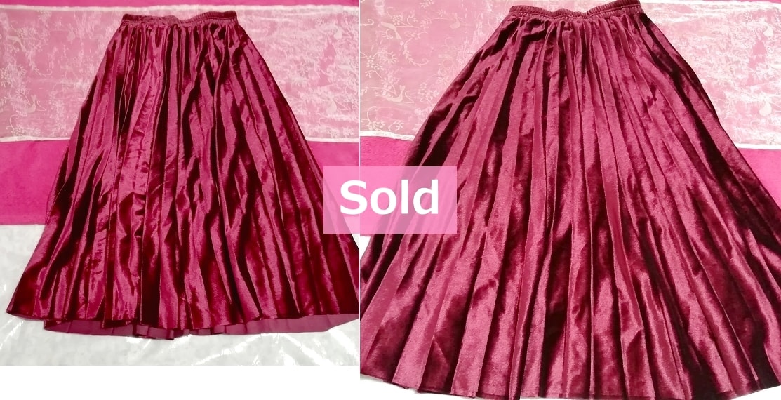 Falda larga de tul de terciopelo rojo violeta