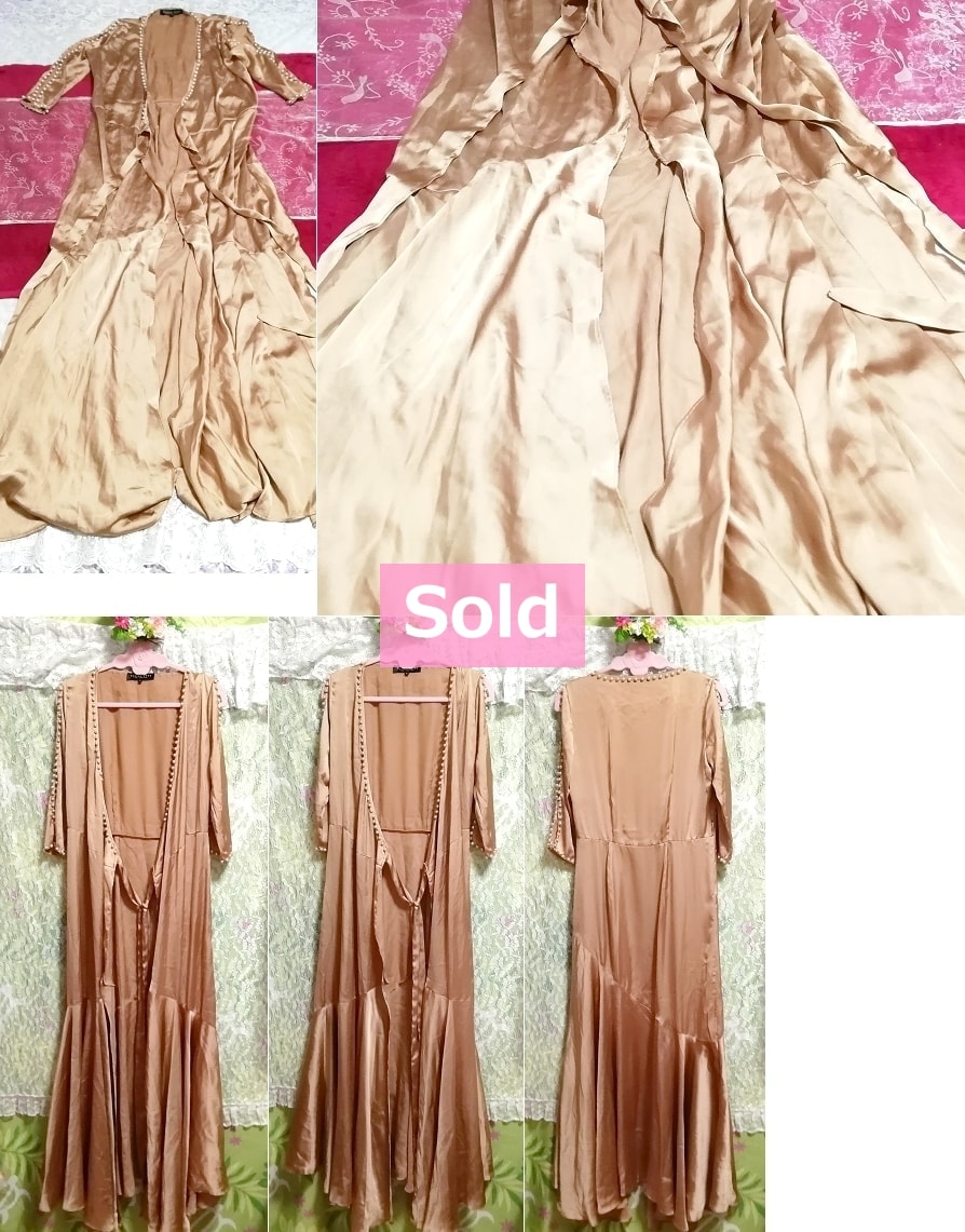 Brown gloss maxi long / cardigan, ladies fashion & cardigan & medium size