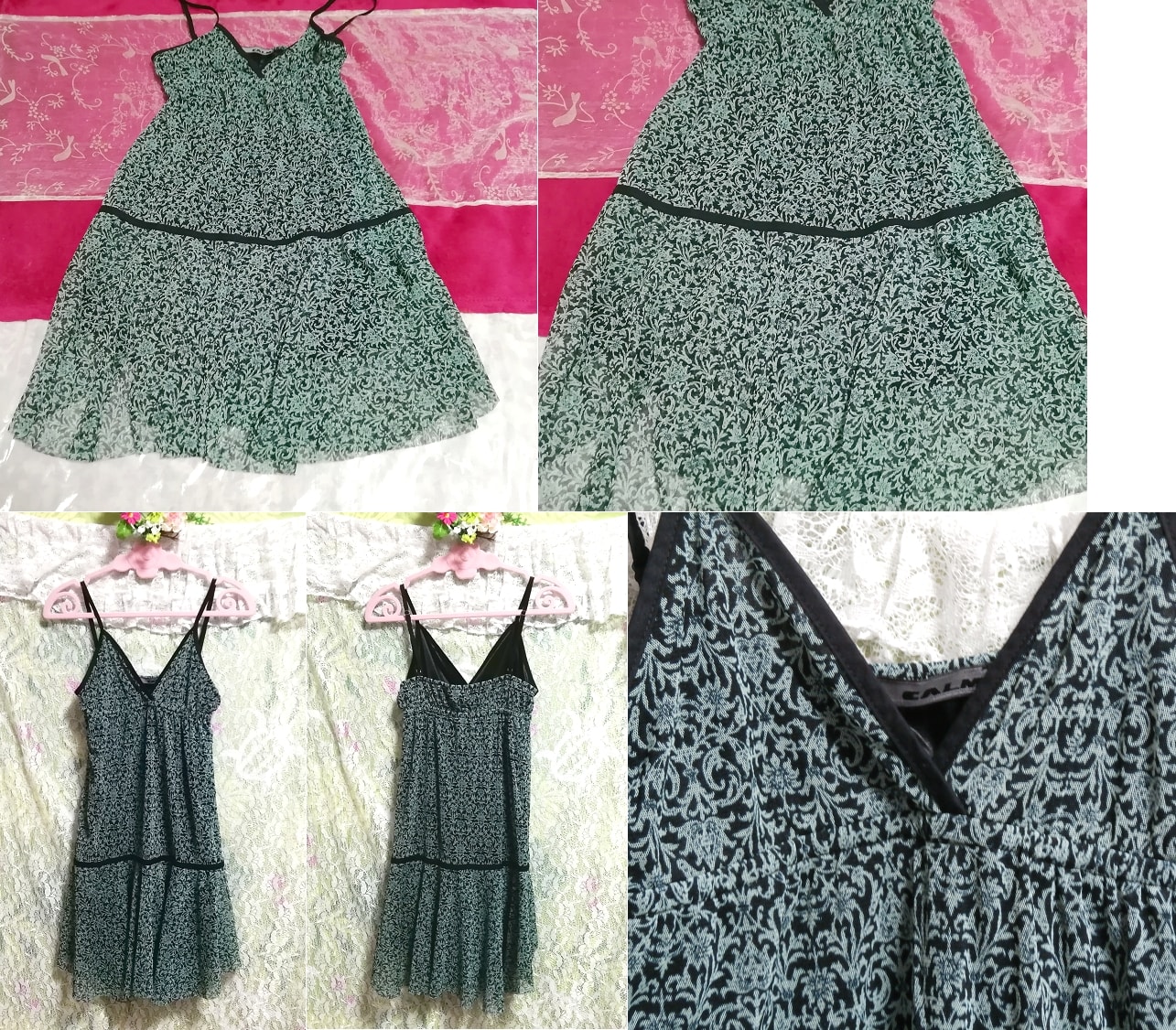 Темно-зеленое пеньюар с цветочным узором, ночная рубашка, платье-бретелька, бебидолл, мода, женская мода, камзол