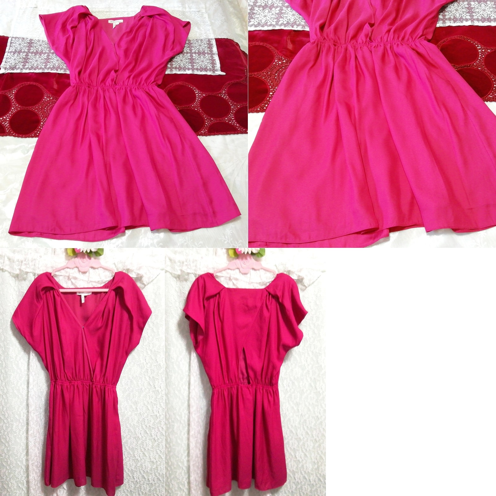 Magenta pink backless sleeveless tunic negligee nightgown dress, tunic, sleeveless, sleeveless, m size