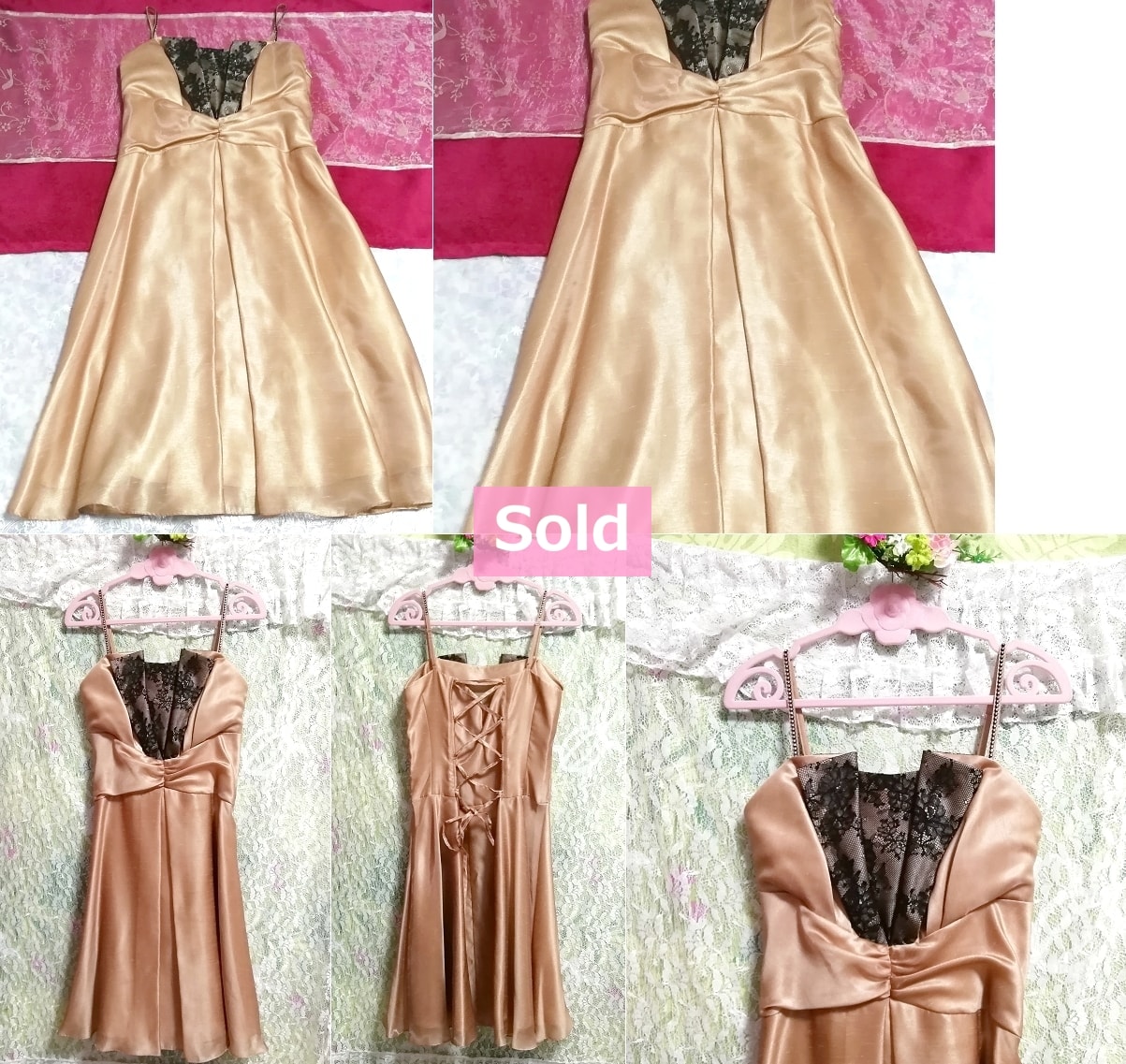 Genet Vivien ジュネビビアン 日本製亜麻色キャミソールワンピースドレス Made in japan flax color camisole onepiece dress