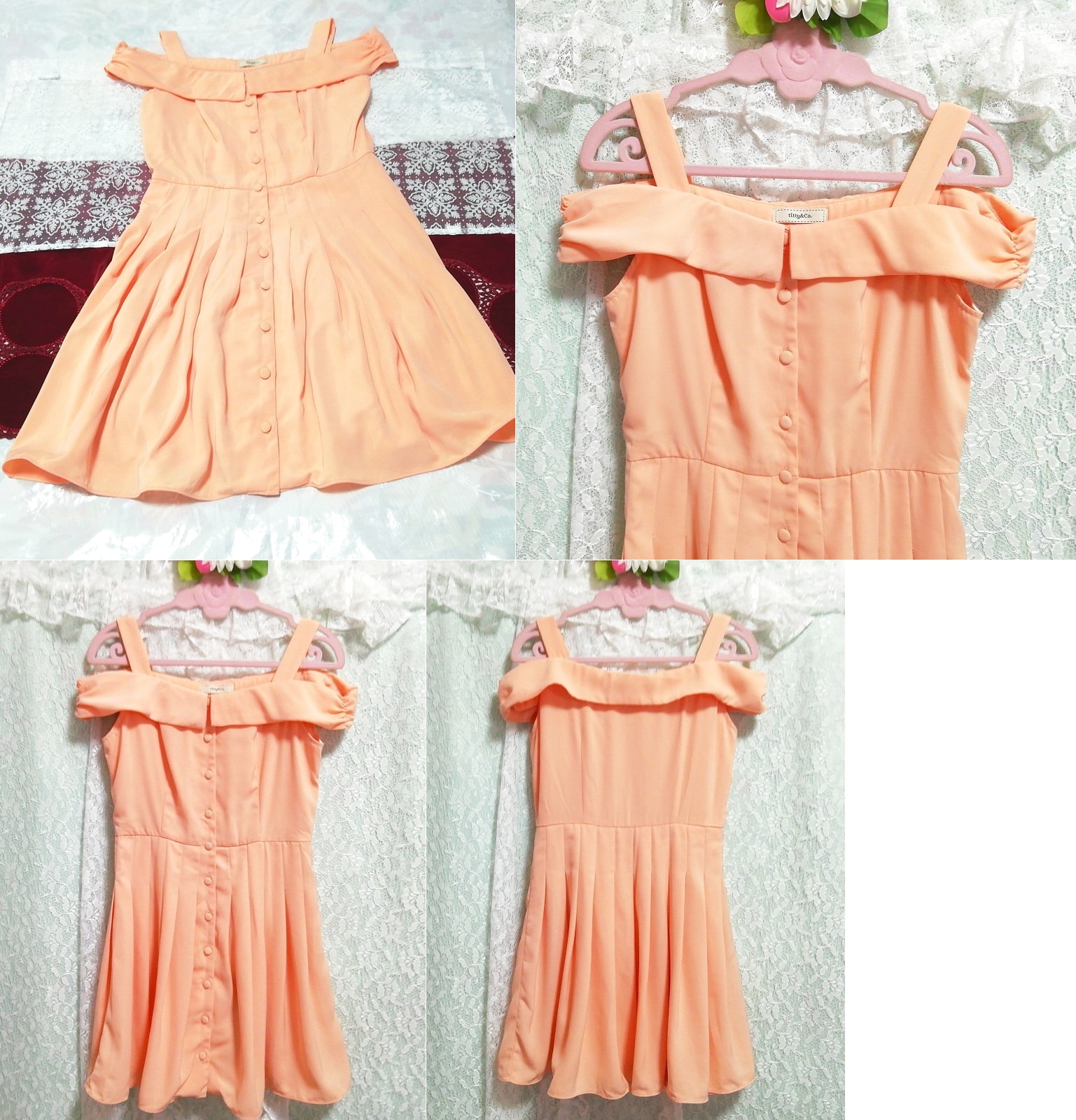 हल्के नारंगी रंग की स्लीवलेस रोबे नाइटगाउन कैमिसोल मिनी ड्रेस, मिनी स्कर्ट, मी आकार