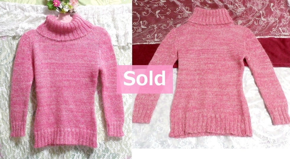 세실 맥비 핑크 피치 니트 긴소매 스웨터 니트, 여성들을위한, 상의, 긴 소매 스웨터