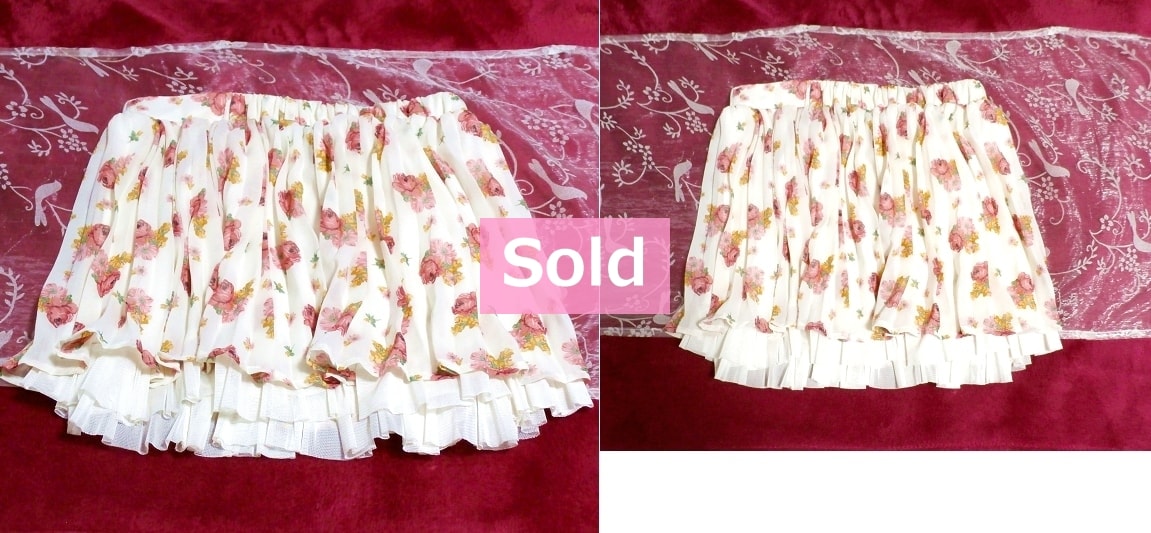White floral white floral pattern ruffle flare mini skirt / bottoms White floral white floral pattern ruffle flare mini skirt