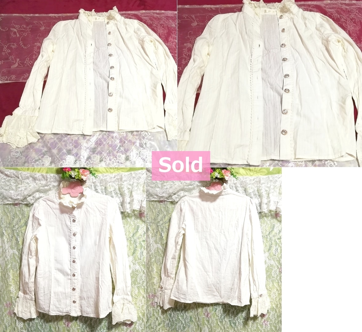 白ホワイト綿コットン100%綺麗ボタンブラウス羽織/カーディガン White cotton 100% beautiful button blouse/cardigan, レディースファッション&カーディガン&Mサイズ
