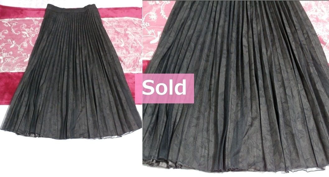 Falda larga de tul de encaje con patrón de hojas de arce negro Falda de tul larga maxi de encaje con patrón de hojas de arce negro