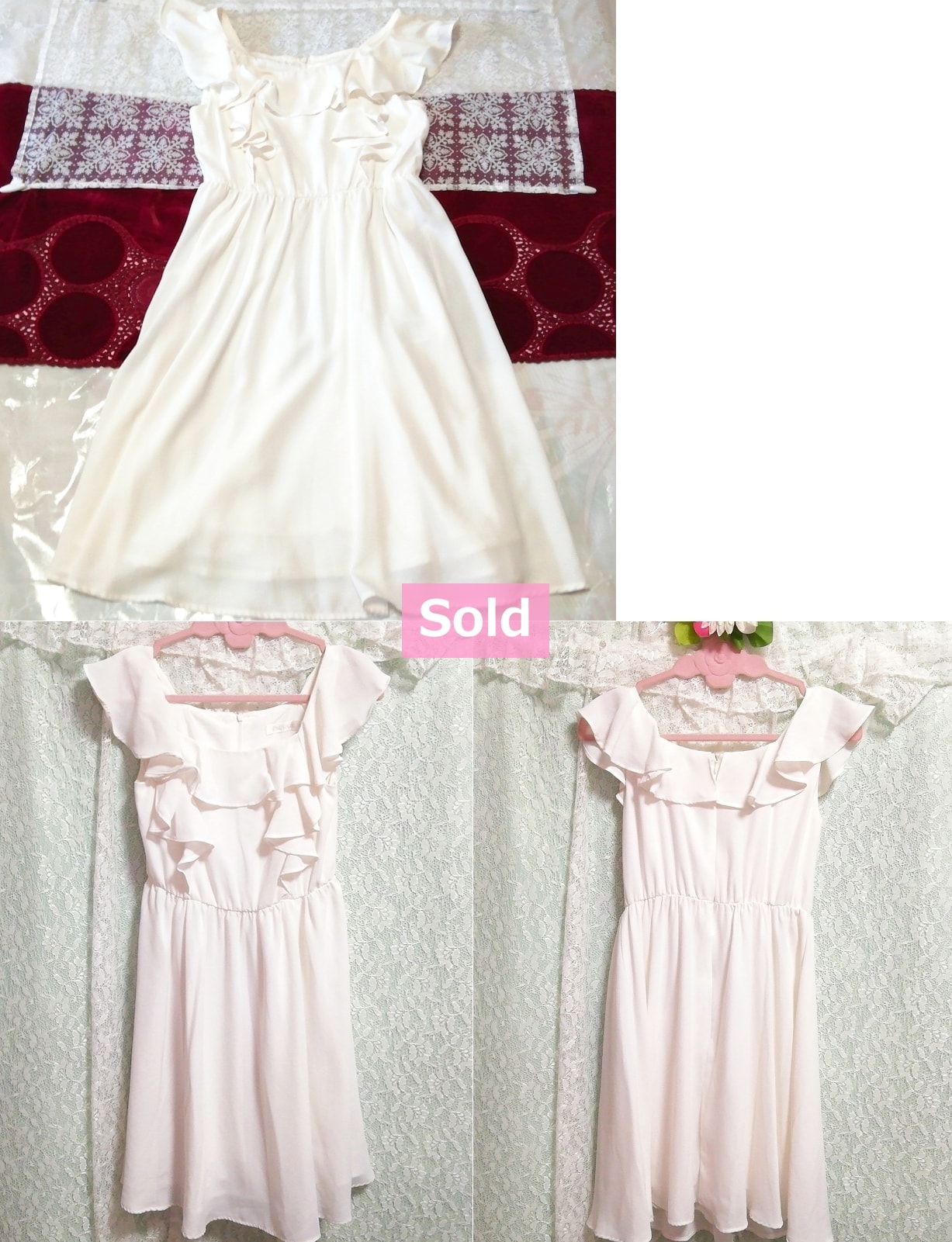 White flared chiffon sleeveless tunic negligee nightgown nightwear dress, tunic, sleeveless, sleeveless, m size