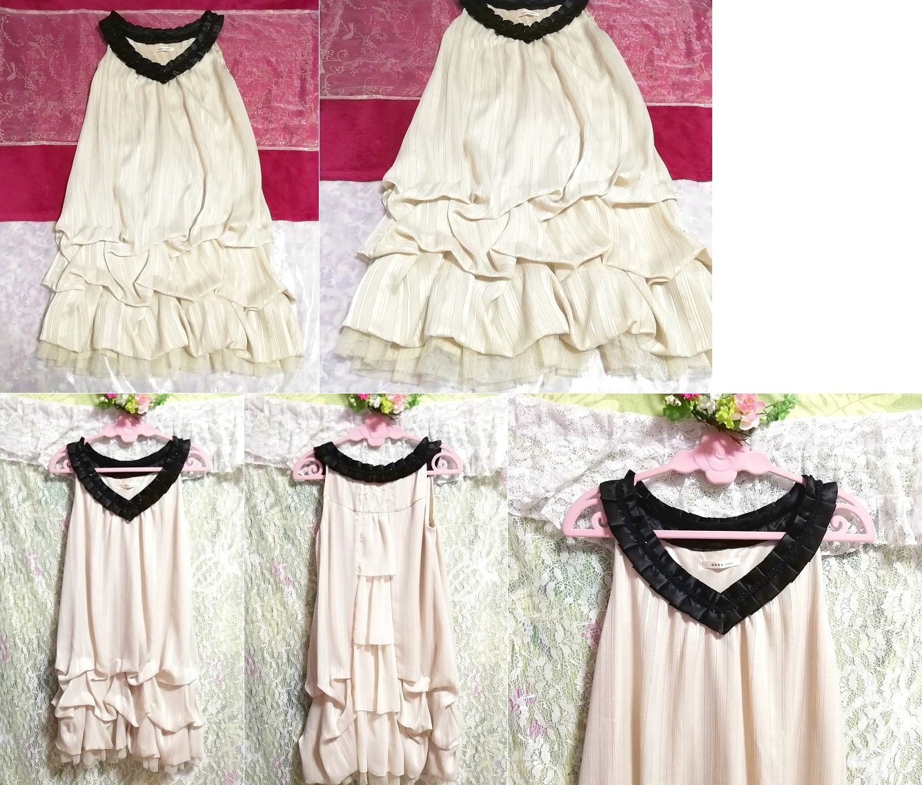 亜麻色ノースリーブネグリジェチュニックドレス Flax color negligee sleeveless tunic dress, ワンピース, ミニスカート, Mサイズ