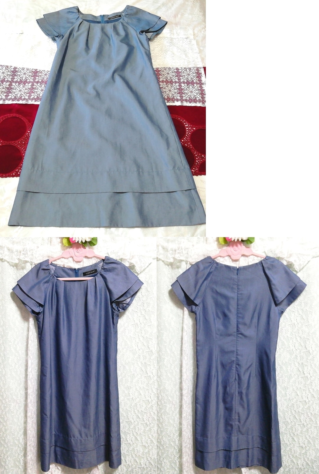 Denim style short sleeve long tunic negligee nightgown nightwear dress, tunic, short sleeve, m size