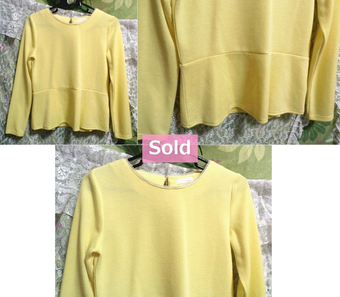 黄色のエレガント長袖/セーター/ニット/トップス Yellow elegant long sleeve/sweater/knit/tops, ニット、セーター&長袖&Mサイズ