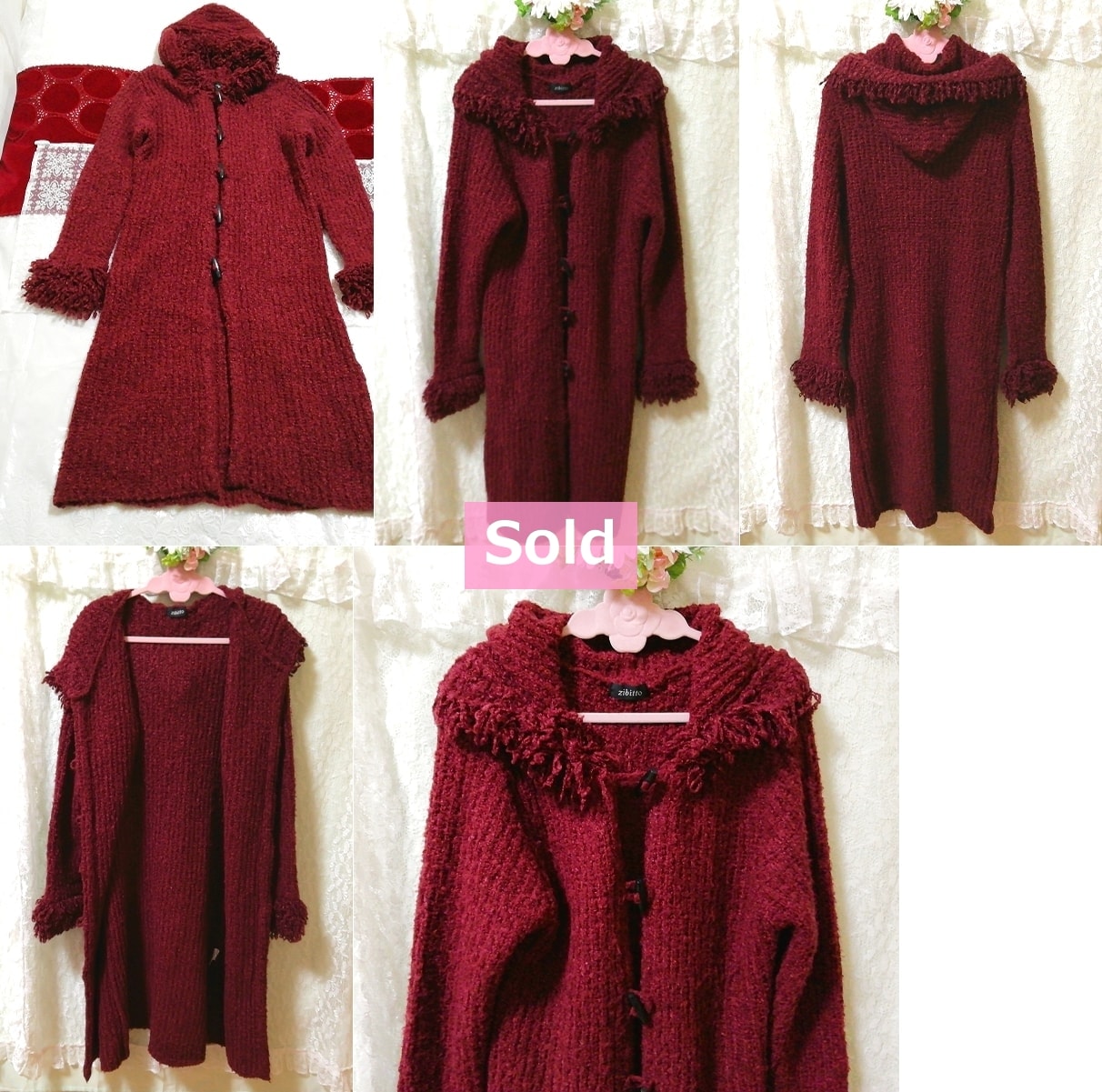 Abrigo tipo cárdigan con capucha de punto rojo vino morado rojo, moda para damas, cárdigan, talla mediana