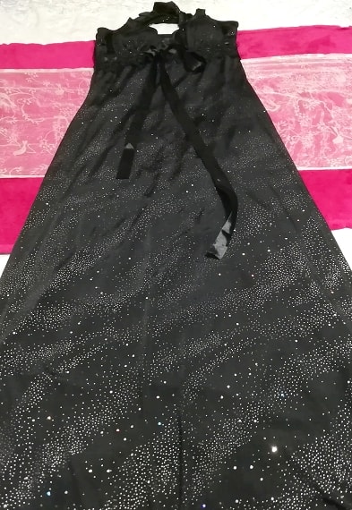 فستان طويل شيفون طويل بدون أكمام بنقشة النجوم أسود / قطعة واحدة