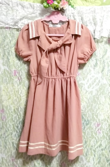 ピンクセーラー服半袖チュニック/トップス/ワンピース Pink sailor clothes short sleeve tunic/tops/onepiece