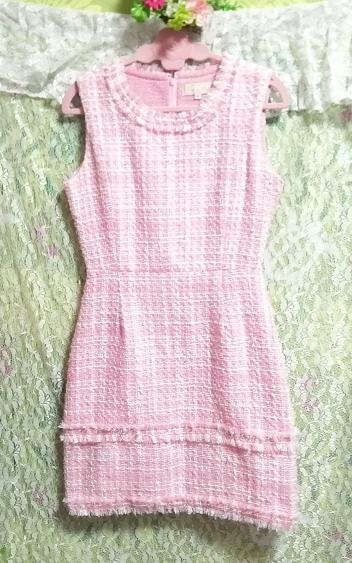 ピンクニットノースリーブミニスカートワンピース Pink knit sleeveless mini skirt onepiece, ワンピース&ひざ丈スカート&Mサイズ