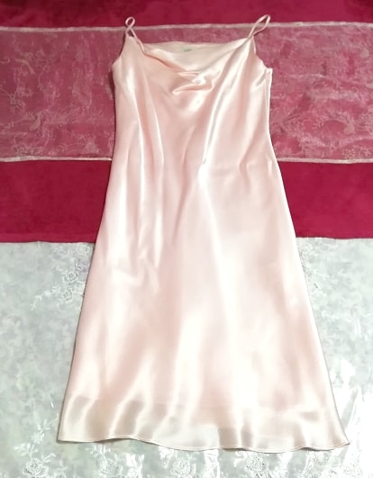 GENETAMANT ジュネビビアン サテン桜ピンク光沢キャミソールワンピースドレス Satin cherry pink luster camisole onepiece dress