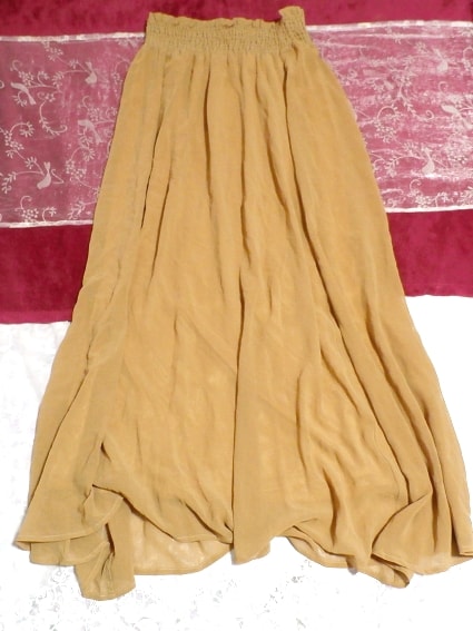Flax color chiffon flare maxi long skirt