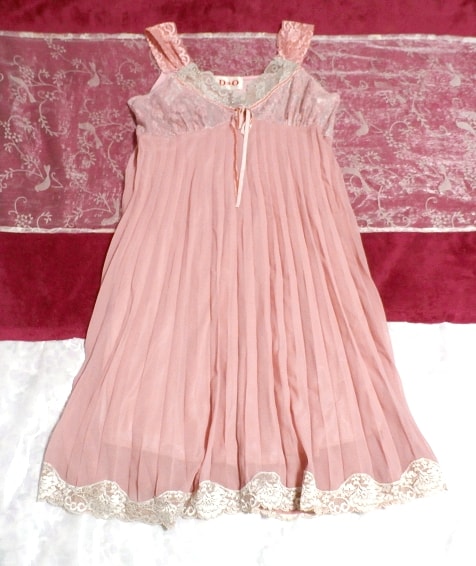 ピンクシフォンノースリーブチュニックフリルワンピース/ネグリジェ Pink chiffon sleeveless tunic frill dress negligee
