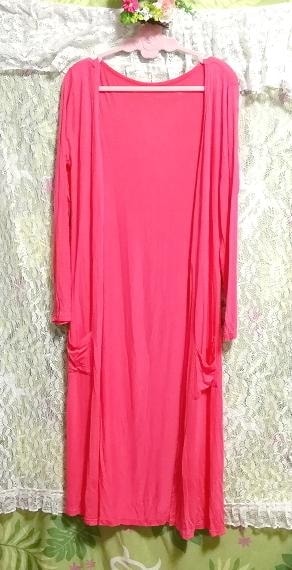 Rosa fluorescente largo / cárdigan, moda para mujer y cárdigan y tamaño mediano