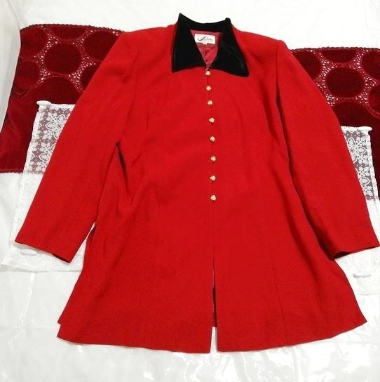 Cardigan Haori en velours rouge à col noir, mode féminine et cardigan et taille M