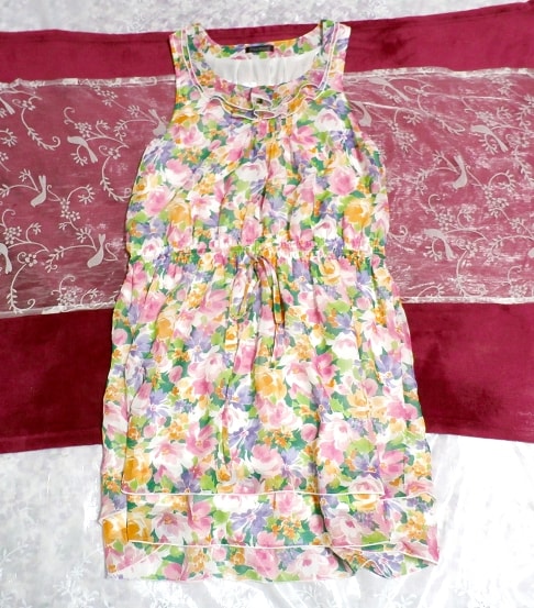 Colorful green orange pink floral camisole mini onepiece