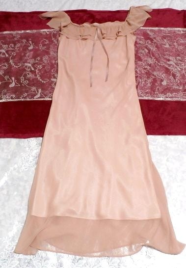 Pink chiffon ruffle onepiece dress, dress & long skirt & medium size