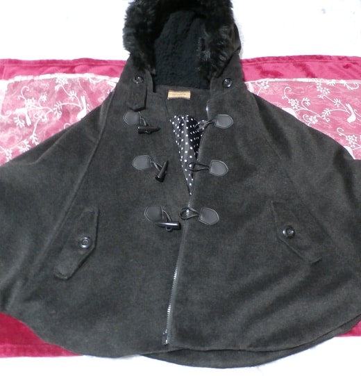 Capa poncho gris con capucha / abrigo / manto / cárdigan