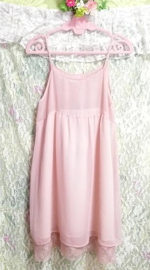 Розовое прозрачное шифоновое неглиже, ночная рубашка, кружевное платье-бретелька, производство Япония., мода, женская мода, камзол