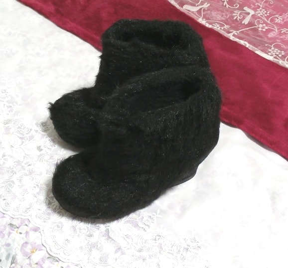 Black black fluffy secret 11cm / platform women's shoes / indoor room shoes Black 4.33 in / thick bottom women's shoes / sandal / high heels
