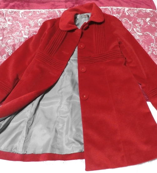 真紅赤の美しいエレガントロングコート/外套 Crimson red beautiful elegant long coat/cloak