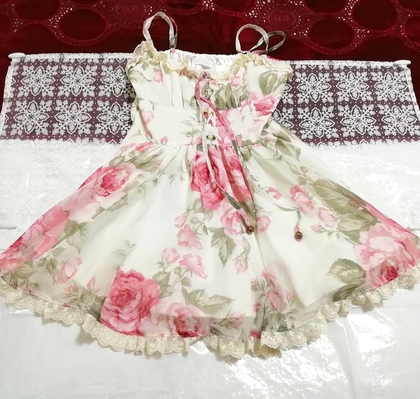 LIZ LISA mini jupe caraco en mousseline de soie à motif de fleurs blanches une pièce