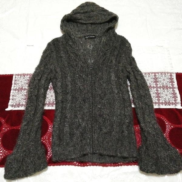 CECIL McBEE セシルマクビー グレーニットフードカーディガン Gray knit hood cardigan, レディースファッション&カーディガン&Mサイズ