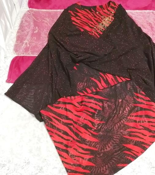 Rot-schwarzes Mage Robe Negligé Maxikleid, Kleid & langer Rock & mittlere Größe