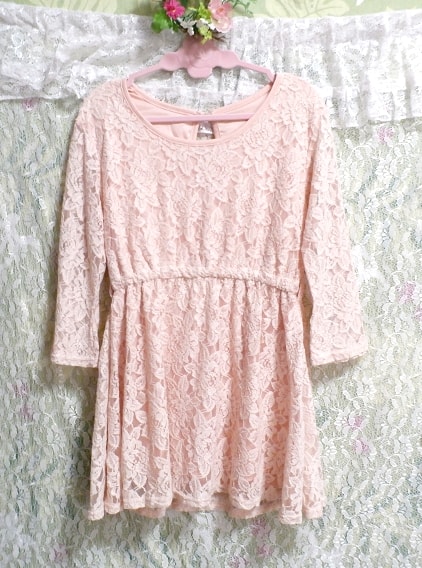 CLUDIA-BIT ピンクレースチュニックワンピース/トップス CLUDIA-BIT pink lace tunic onepiece/tops