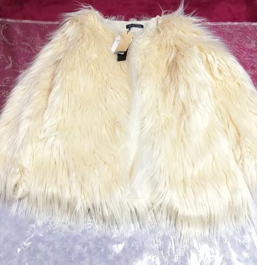 Flax color floral white fluffy coat cardigan, ladies fashion & cardigan & medium size