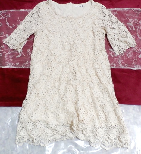 White flower lace short sleeve tunic / tops / onepiece