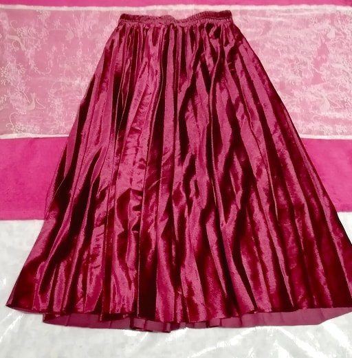 Falda larga de tul de terciopelo rojo violeta