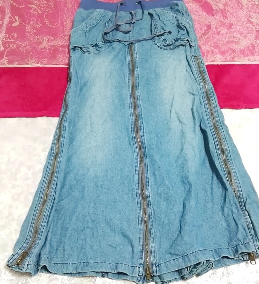 デニムチャックロングマキシスカート Denim long maxi skirt