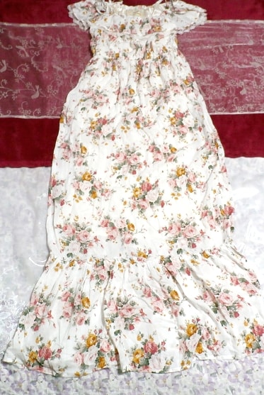 Falda con volantes de camisola de flores blancas bata larga de una pieza