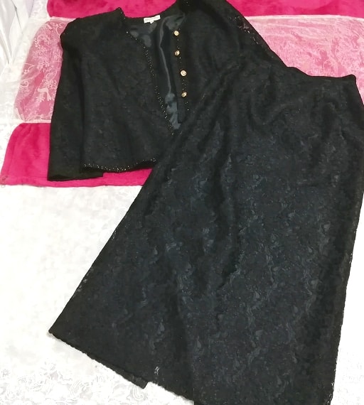 黑色蕾丝外套裙子2件套装套黑色蕾丝外套裙子2件套装套